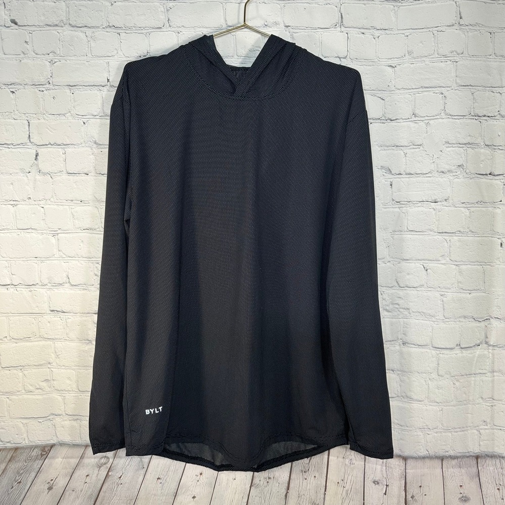 BYLT Premium Basics Mens Large Black Micro Dot Performance Active Hoodie L
